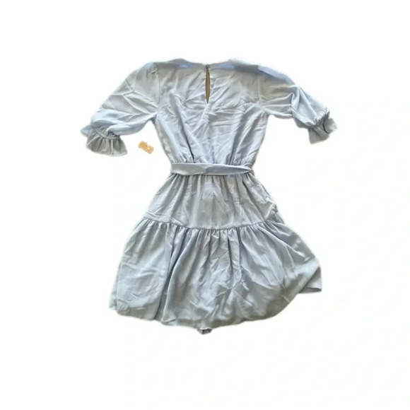 Halogen Tiered Ruffle Blue Mini Dress Balloon Sleeve Womens XS NWT Flawed - Picture 5 of 14